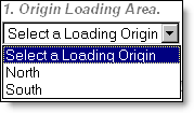 Origin Loading Area list