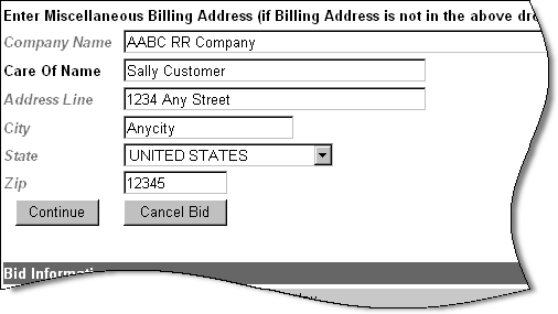 New Billing Address Information Area