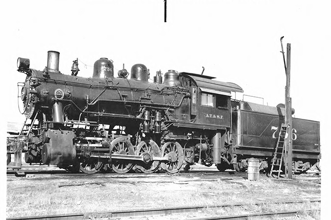 Santa Fe No. 736 in Enid, Oklahoma on Feb. 6, 1938.