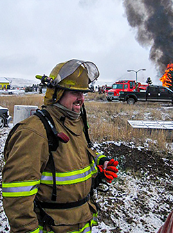 Brant Pierson is a volunteer firefighter at the Deer Lodge Volunteer Fire Department in Montana. 