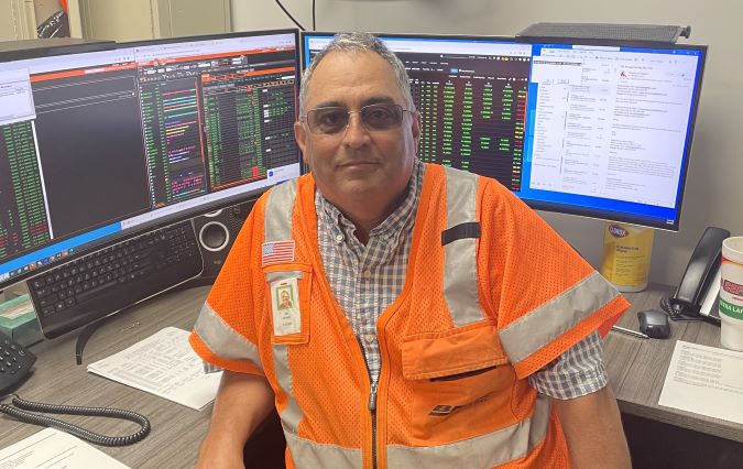 Jay Mudge at work as terminal trainmaster in Amarillo.