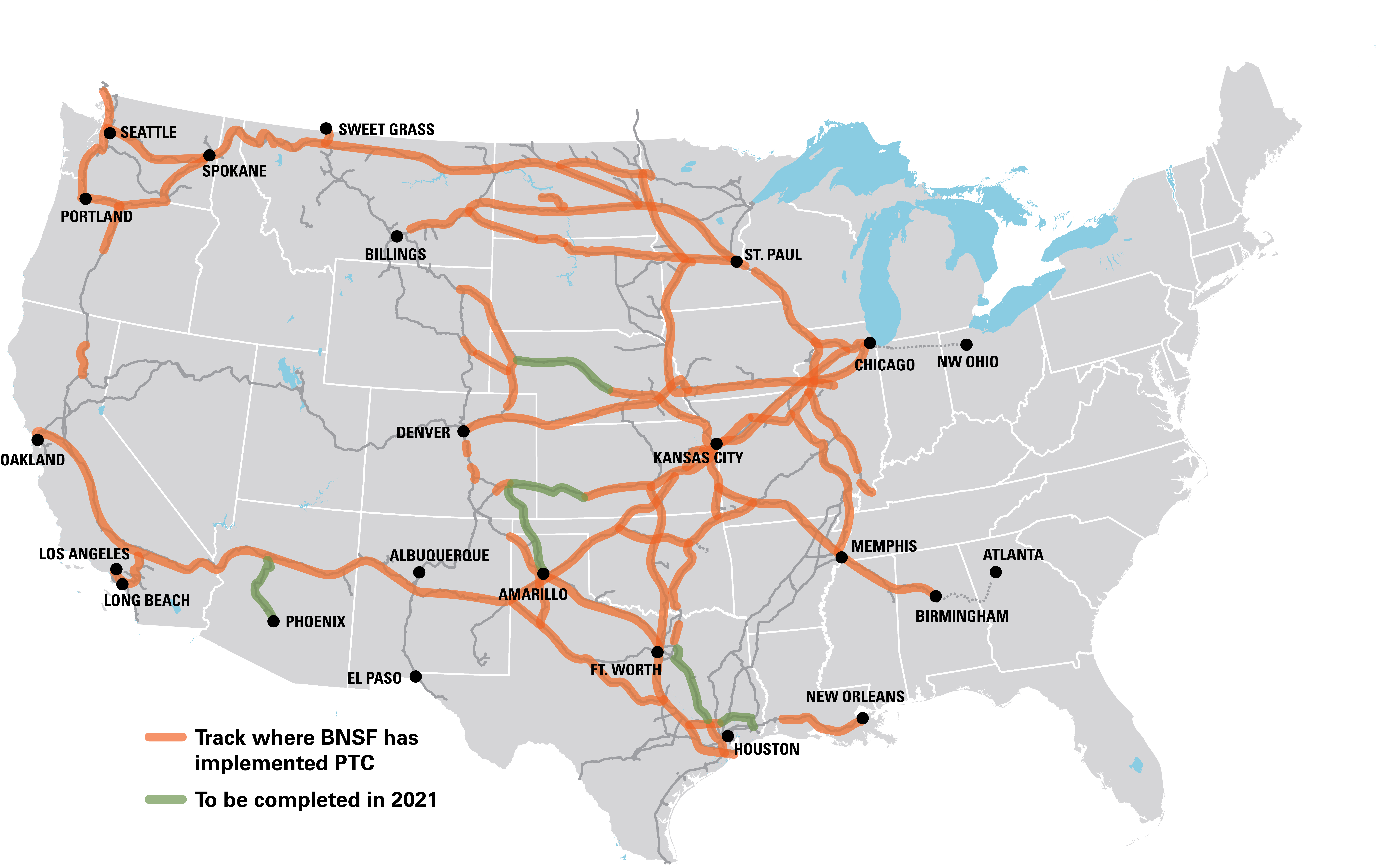 Map Of Bnsf Rail Lines Positive Train Control Ptc Bnsf