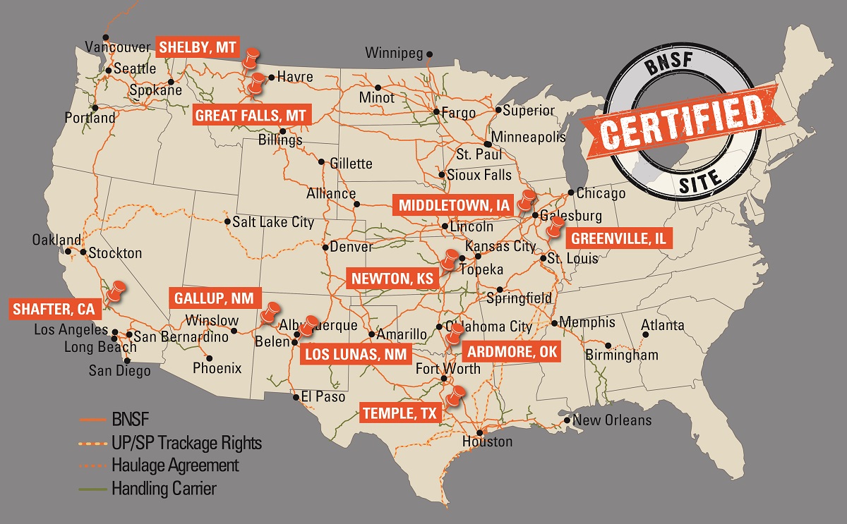 BNSF Railway Announces Certified, RailServed Sites for Development