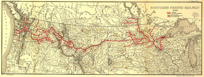 A map of Northern Pacific Railway circa 1900