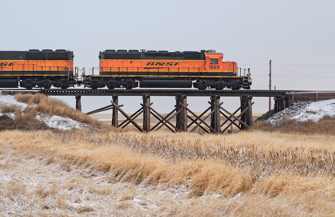 A train heads to Northgate near the Canadian border.
