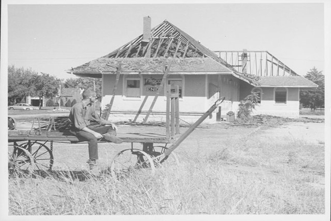 Construction of the Frisco Train Depot, Courtesy of Oklahoma Historical Society