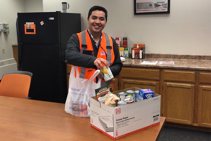Terminal Trainmaster Eddie Mendoza is leading a food drive in the Twin Cities.