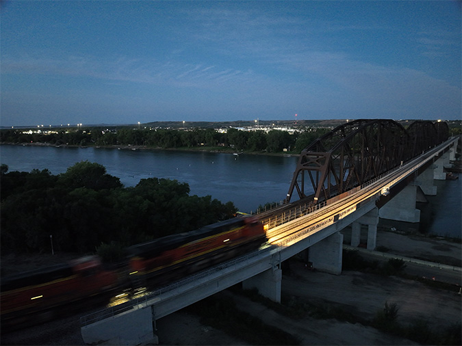 The first train over the new bridge The first train over the new bridge