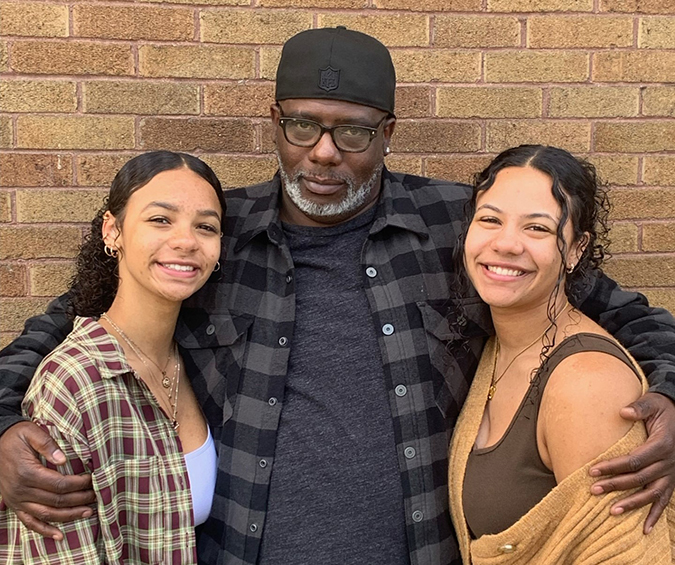 Oliver Turner with his daughters.