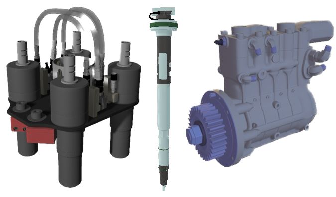 Digital components that had to be created: Tensioner, injector and fuel pump