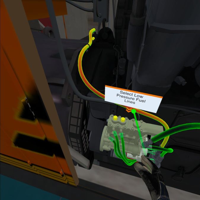 An example of what the employee sees while going through a VR training module