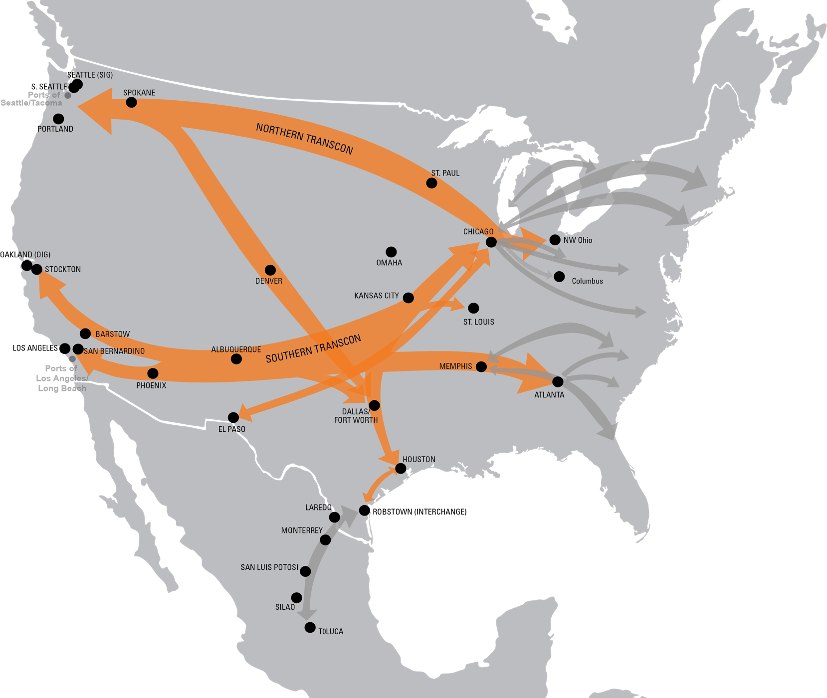 Intermodal Network reach map