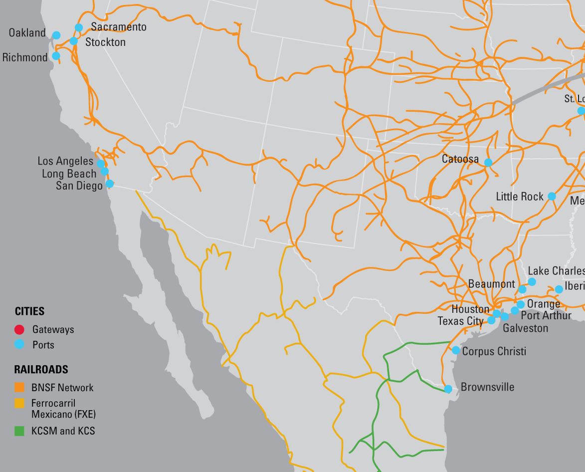 BNSF US Mexico Gateways Map